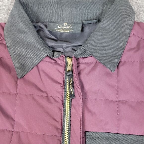 Cappel Men’s Size M Quilted Jacket Red With Gray Collar Pocket Logo On Chest G - Picture 7 of 13